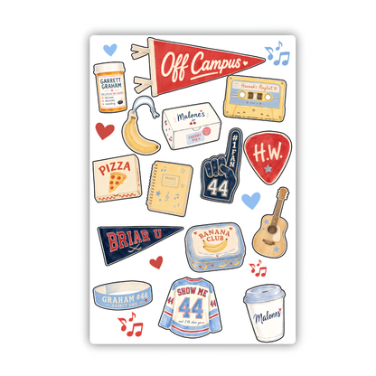 Off Campus Inspired Sticker Sheet- Campus Icons & Music