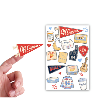 Off Campus Inspired Sticker Sheet- Campus Icons & Music