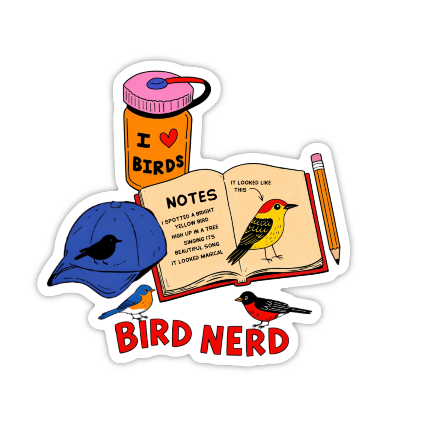 Bird Nerd Sticker – Cute Bird Watching Gift, Bird Lover